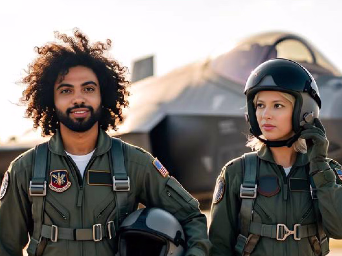 Couple of Army Jet Pilots AI Generated Photo with AI Magic Photo Booth Rental