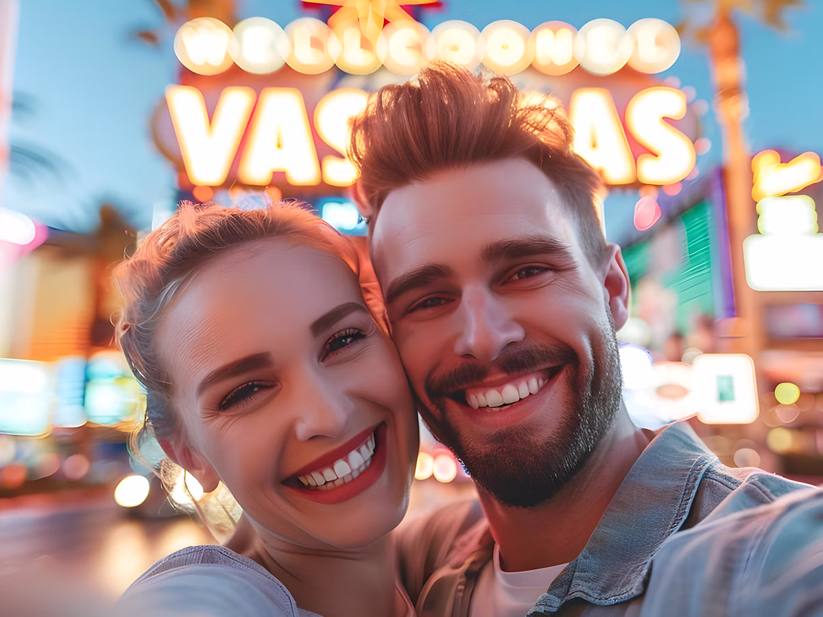 Couple in Las Vegas AI generated photo with the AI Magic Photo Booth Rental
