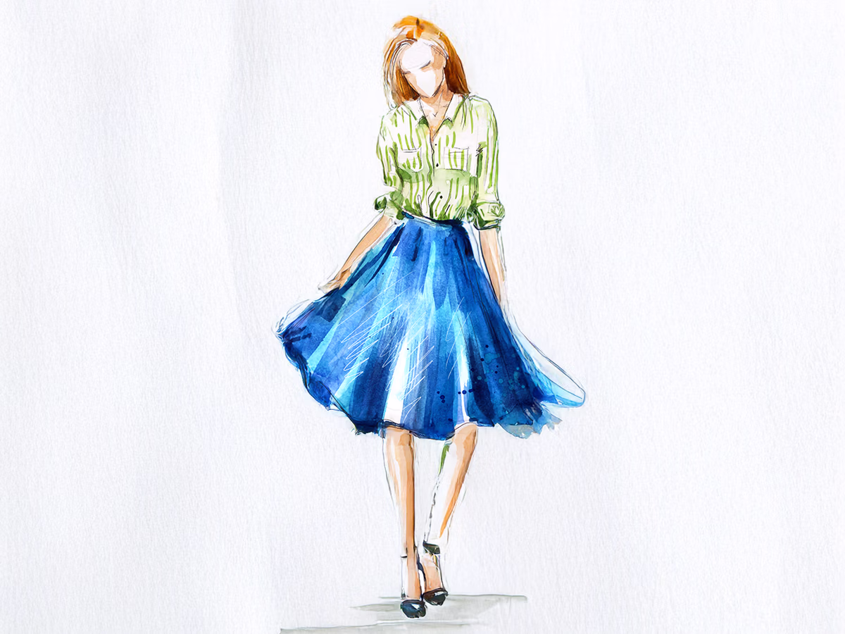 AI generated fashion sketch using the AI Magic Photo Booth Rental by Photo Magic Events
